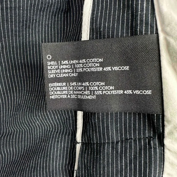 Club Monaco Blazer Men's Size 38 Black Pinstripe Linen Blend Career Casual - Picture 9 of 12